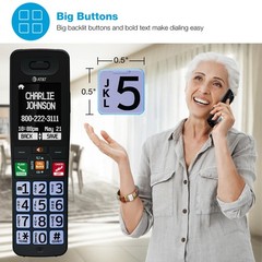 AT&T DECT 6.0 Cordless Phone, 3-Handset – Smart Call 3 Handsets, Black
