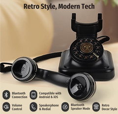 Bluetooth Retro Home Phone Speakerphone Black White Pink Hands-Free
