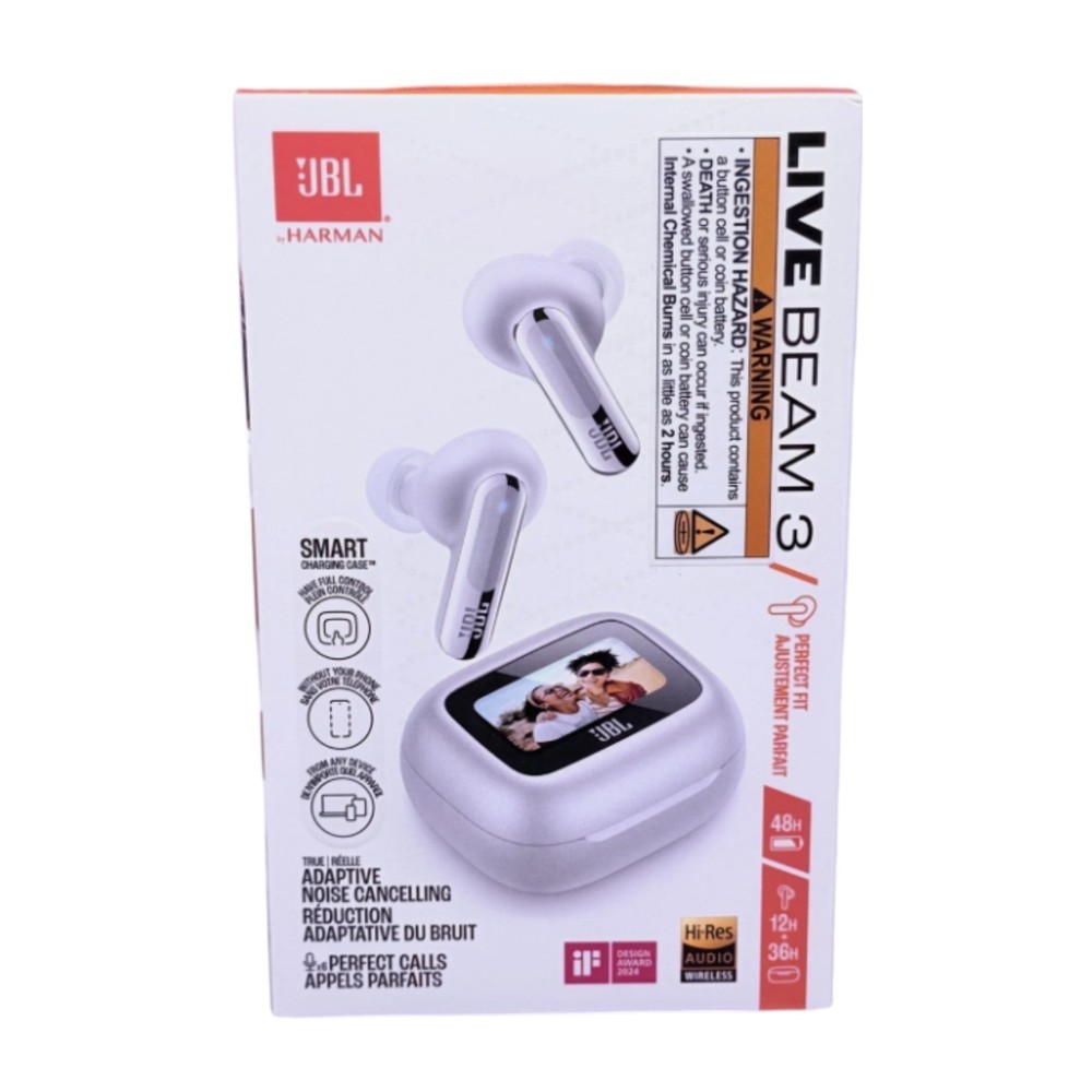 JBL Live Beam 3 Noise-Canceling True Wireless Earbuds (Silver)
