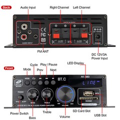 2 Channel 800W bluetooth Mini HIFI Power Amplifier Audio Stereo Amp Home Car FM