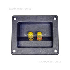 2 Pcs Speaker Box Banana Screw Rectangular Terminal Cup w/ Holes 3.625″ x 3″