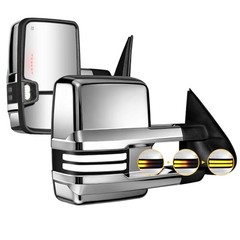 Painted Tow Mirror Switchback Lights Compatible with 2003-2007 Chevy Black