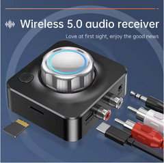 Bluetooth 5.0 Receiver 3.5mm AUX To 2 RCA Audio 3D Stereo Adapter for Car Home@h