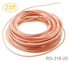 25ft RG316 Bulk 50 Ohm High Temperature Coax Cable, RG-316-25