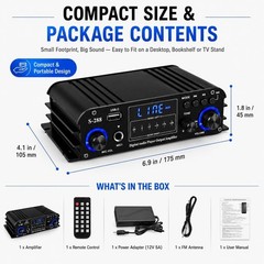 1200W Bluetooth Stereo Amplifier for Home Theater & Karaoke/-~-