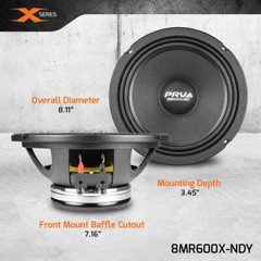 2x PRV Audio 8″ Midrange PRO Audio Neodymium Speakers 8MR600X-NDY 1200W 8 Ohm