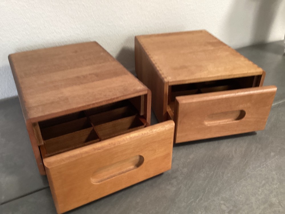 2 Vintage Solid Wood Media Storage Box Case Hand Rubbed Oiled Lot of 2