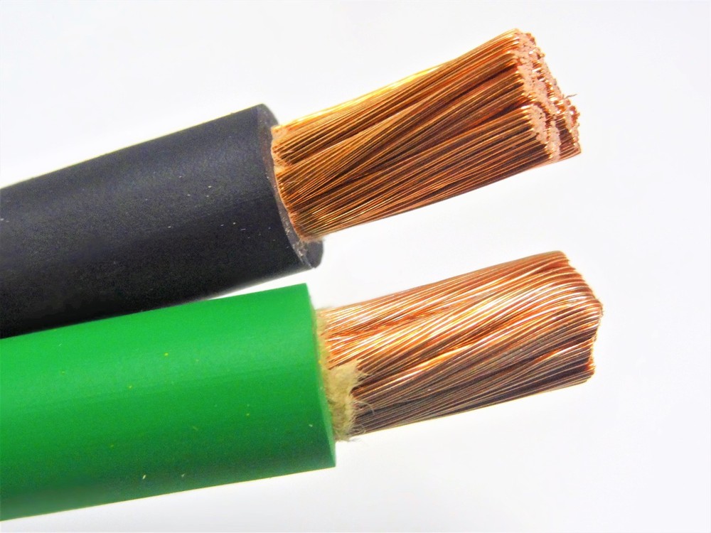 40′ FT 1/0 AWG WELDING/BATTERY CABLE 20′ BLACK 20′ GREEN 600V MADE IN USA COPPER