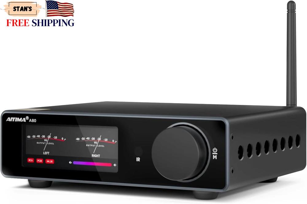 Aiyima A80 Stereo Amp, 48V 10A Bluetooth 5.1 Home Audio Hi-Fi Power Amplifier