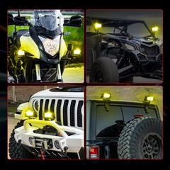 2x 3″ LED Pods Light Bar Amber Yellow Fog Lamp Offroad Driving Truck ATV &Wiring