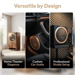 2Pcs Metal ABS Speaker Grill Covers for Car Audio with Golden Round Mesh