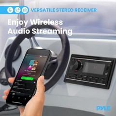 Pyle Marine Stereo Receiver Power Amplifier & Speaker Kit-Double DIN, 30 Preset