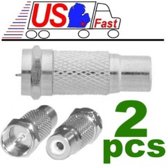 2-Pack, F-Type Coaxial Coax Plug Male to RCA Jack Female Adapter Lot2x/pcs, NEW