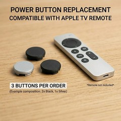 Replacement Power Button Compatible with Apple TV Siri Remote – Set of 3
