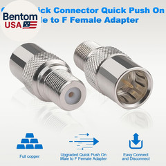 Coax Quick Connector Quick Push on Male to F Female Adapter F Type Male to Femal