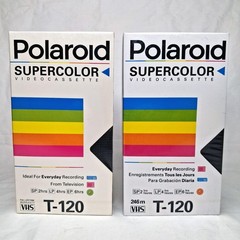 2 Polaroid VHS Supercolor T-120 Video Cassette Tapes 6hrs 6 Hours NEW & SEALED