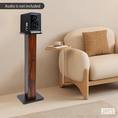 Rosewood Wood-Grain MDF Speaker Stands Pair 35.4″ (90cm) Sand-Fillable Anti-Slip