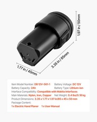 VEVOR Lithium-Ion Battery 12V 2Ah Battery Pack Compatible with VEVOR Hand Planer