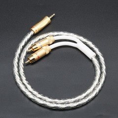 Original MCA Stereo 3.5mm to 2RCA Audio Cable Silver Plated Hi-Fi For Auidophile
