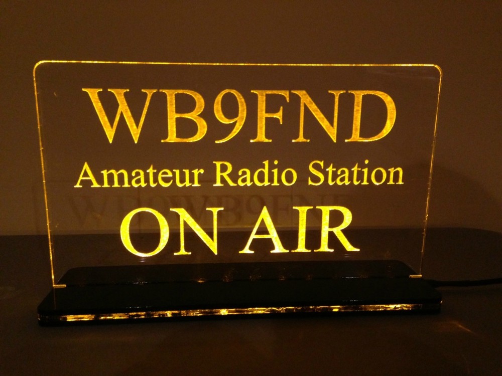 Solid Color 12v Custom Engraved LED Ham Shack Amateur Radio Call Sign Plaque