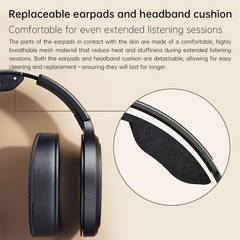 FiiO JT7 Over-Ear Planar Magnetic Headphones, 95x86mm Planar Drive (Black)