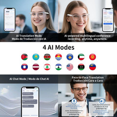 AI Smart Glasses for Men & Women, Ai-Powered by Translation, Noise Reduction, Op