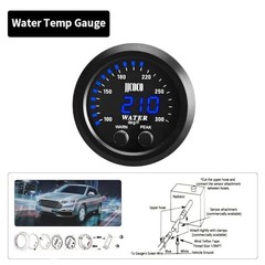 Universal 52mm Water Temperature Gauge with Alarm and Joint Pipe: None Green