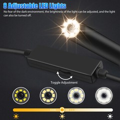 8LED WiFi Snake Borescope Endoscope 8mm Inspection Camera for iPhone Android iOS