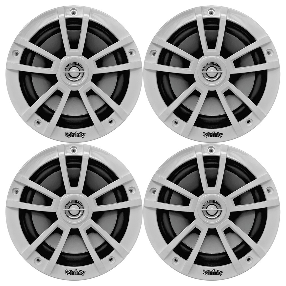4x Infinity 6.5″ 225W Max Weather-Proof Marine White Boat Audio Speakers