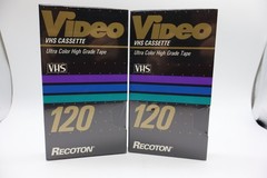Lot of 2 Pack VHS Cassette Recoton 120 (6 Hours) Ultra Color High Grade Tape NEW
