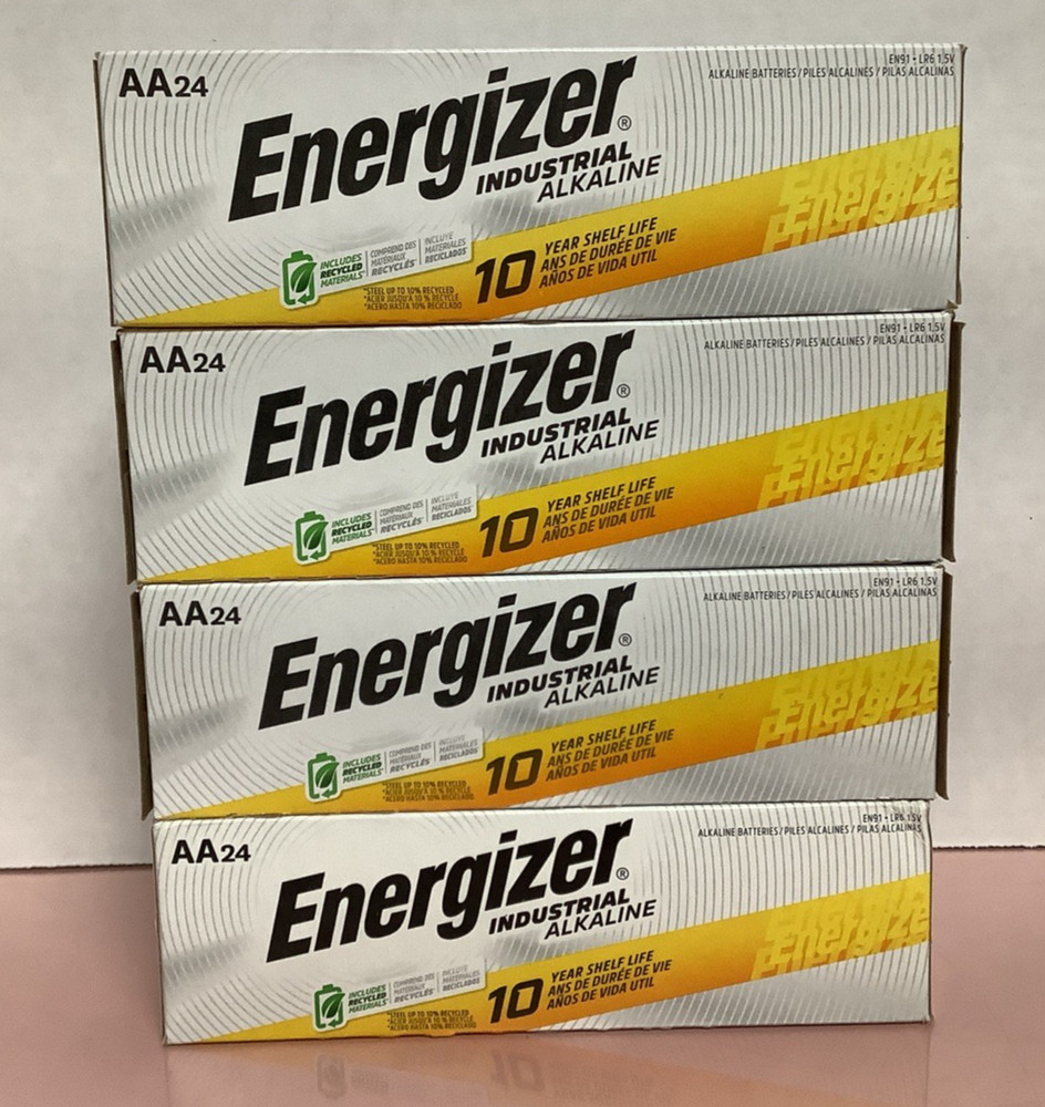 4 packs (24 in each pack)Energizer Industrial AA 1.5V Alkaline Batteries 12/2035