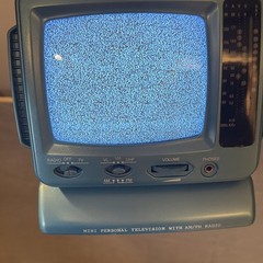 Vintage Blue CRT TV Portable 5″ Black & White Mini TV AM/FM Radio Works