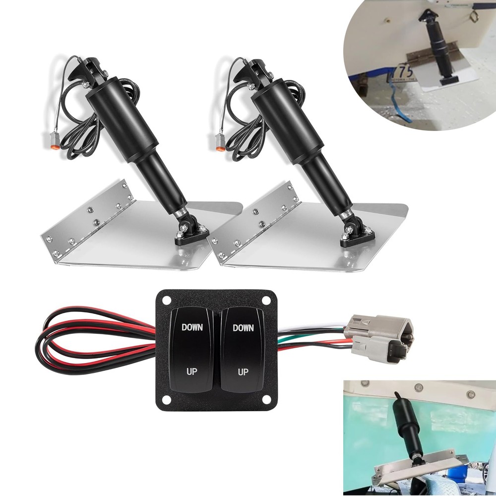 15101-104 9″x12″ Standard Trim Tab Kits w/ Double Rocker Switch for Boat 16’-25’