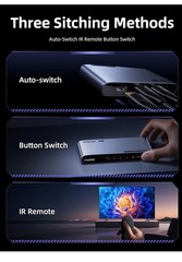 🔥HDMI 2.1 Switch 3 in 1 Out, 8K@60Hz with Remote, 4K@120Hz/240Hz, VRR, HDR10+