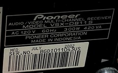PIONEER VSX-D509S Audio/Video Multi Channel Receiver 120v 250watt. Indonesia.