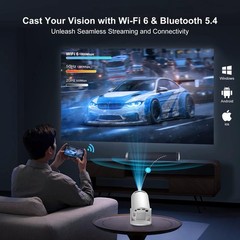 Mini Projector with WiFi & Bluetooth 5.4, Android 14, 4K/8K Support, Apps