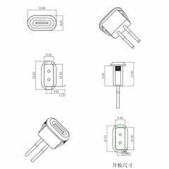 10X USB Type C Female Pigtail Cable to 2 Pin Wire Fast Charging Port DIY Cable