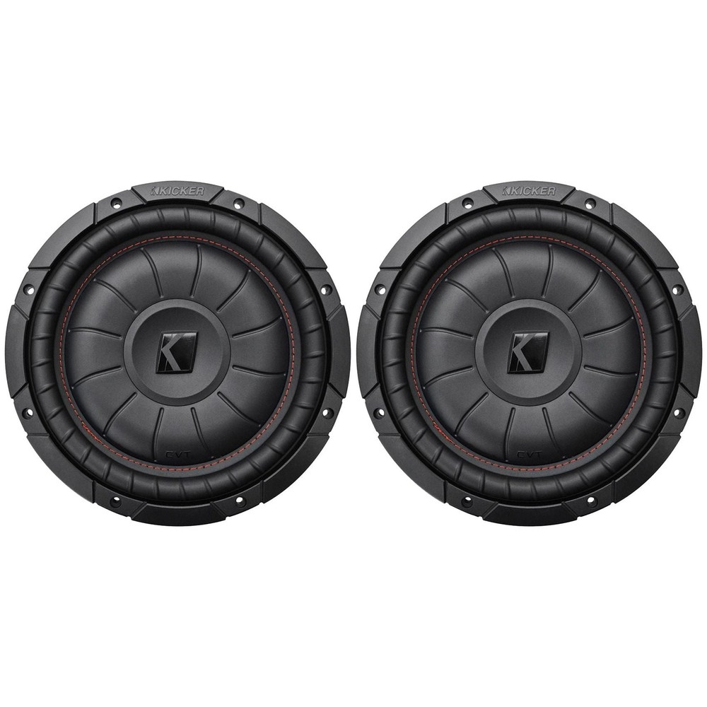 (2) Kicker 43CVT102 COMPVT 10″ 1600w Shallow Slim Car Subwoofers Subs CVT10-2