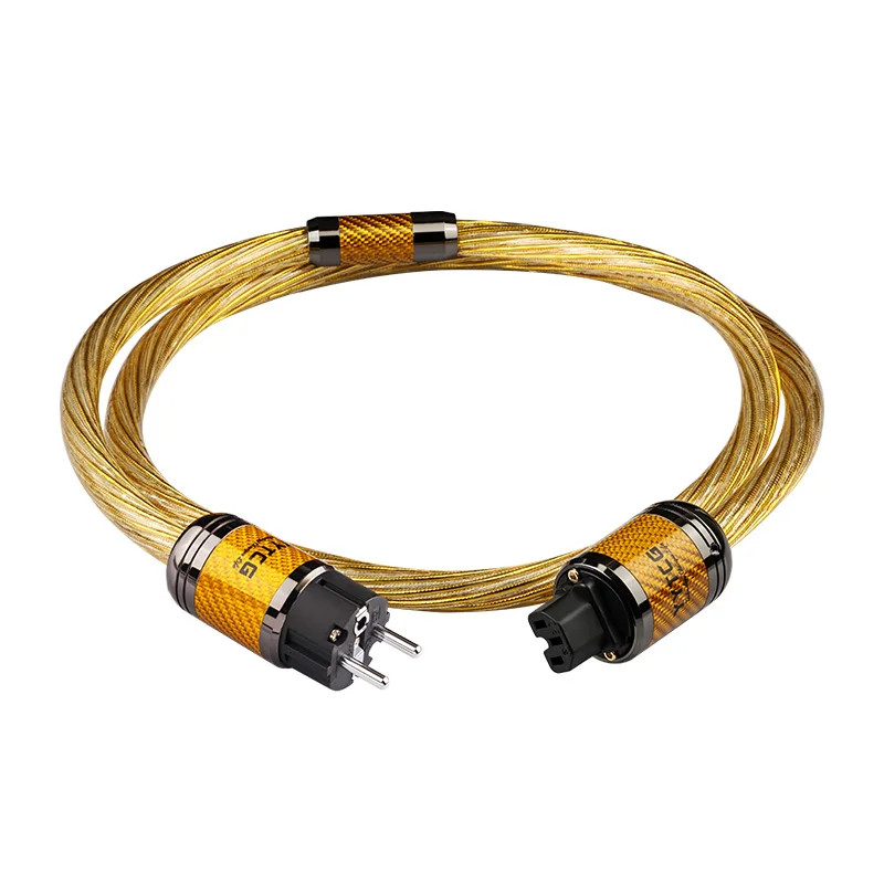 YYTCG 7N OCC Silver Plated Audiophile Power Cable Carbon Fiber Rhodium Plug