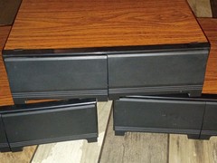 Lot of 3 Wood Grain VHS Storage 24 VCR VHS Cassette Tapes Slide Plastic Drawers