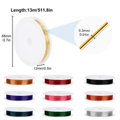 10 Rolls Colorful Copper Craft Wire 0.3mm Flexible Jewelry Making for DIY Craft