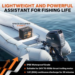 Refurbished LiTime 24V 50Ah TM Bluetooth LiFePO4 Lithium Battery For Marine Boat