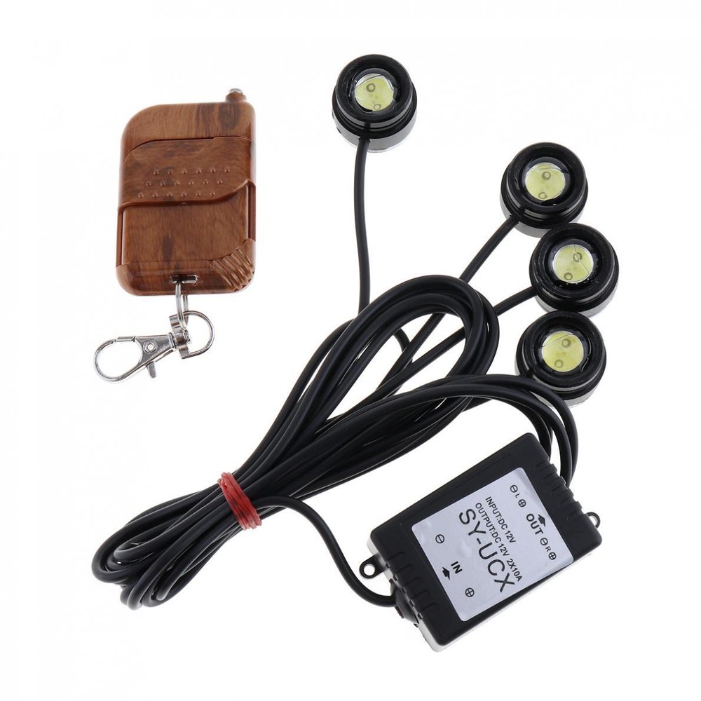 4 in 1 Car Motorcycle LED Eagle Eye strobe Warning Lights Wireless Remote Flash