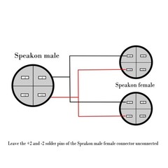 speakon Splitter Cable 1 Male 2 Female Speaker Break Out Splitter Speak-on Cable