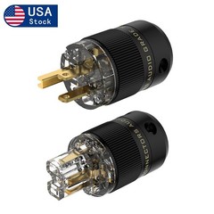 Pair HiFi Power Plug Copper Gold Plated Power Connector AC Mains Plug 15A/125