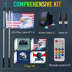 3FT/4FT LED Whip Lights COB Chips RGB Chasing Spiral Antenna for Can-Am ATV UTV
