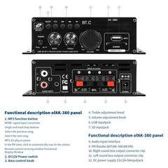12V 800W Bluetooth HiFi Power Amplifier Mini Audio Digital Stereo FM AMP Remote