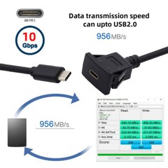 USB-C Type-C Male to Female 10Gbps Extension Cable Flush Car Latch Mount USB 3.1
