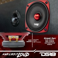 DS18 PRO-X4.4BMSL 4″ Car Speaker Shallow Mid-Range with Bullet 200 Watts 4-Ohm