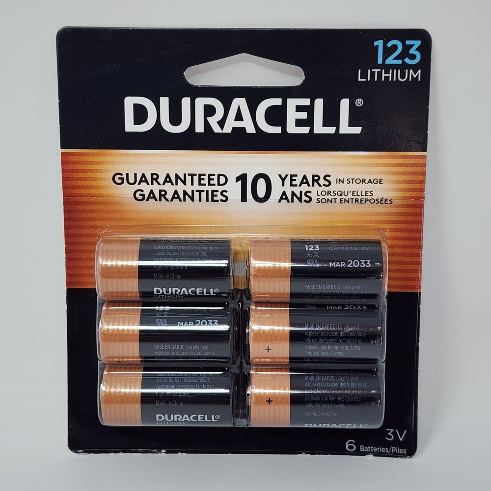 Duracell 123 Lithium 3V Batteries DL123 CR17345 (6 Pack) Exp 2033